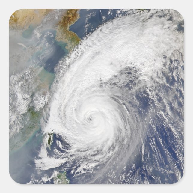 Satellite image of a typhoon square sticker (Front)