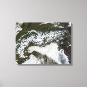 Satellite image of The Alps mountain range Canvas Print