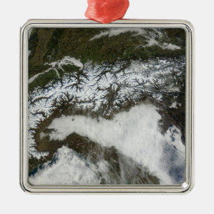 Satellite image of The Alps mountain range Metal Tree Decoration
