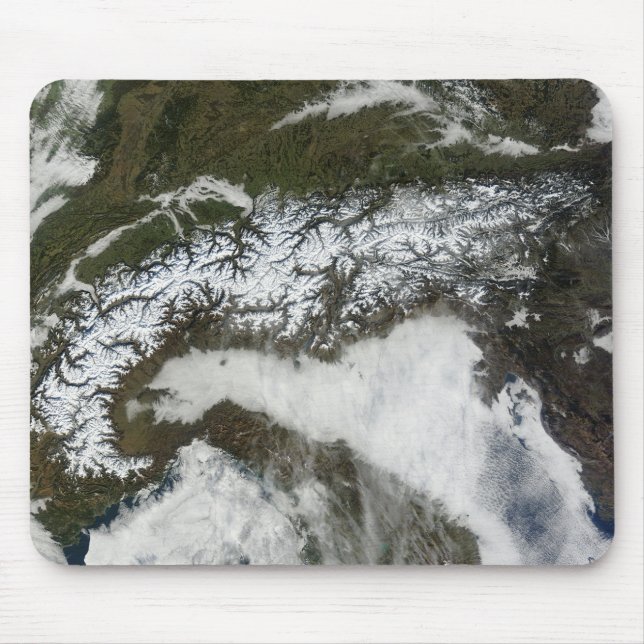 Satellite image of The Alps mountain range Mouse Mat (Front)