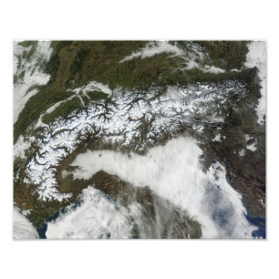 Satellite image of The Alps mountain range Photo Print