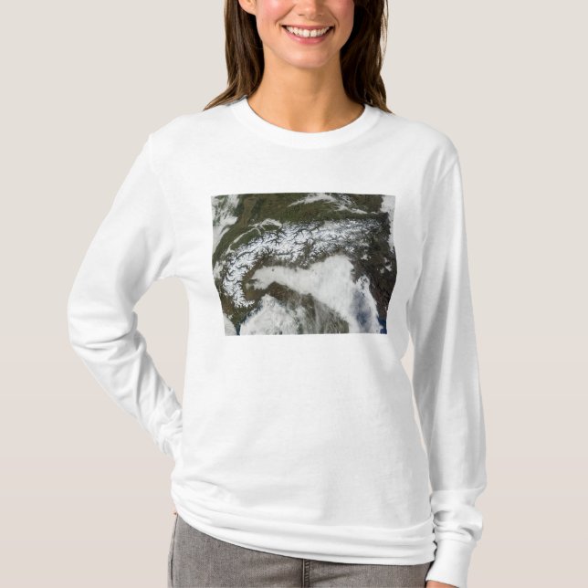 Satellite image of The Alps mountain range T-Shirt (Front)