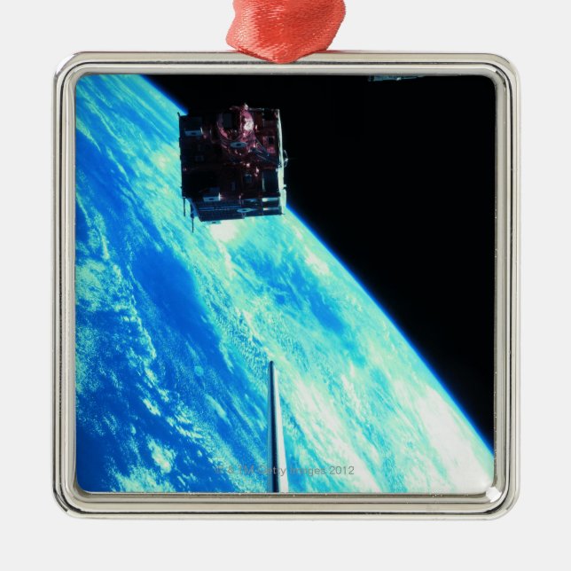 Satellite Orbiting Earth 3 Metal Tree Decoration (Front)