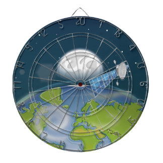 Satellite orbiting the planet Earth and Moon Dartboard