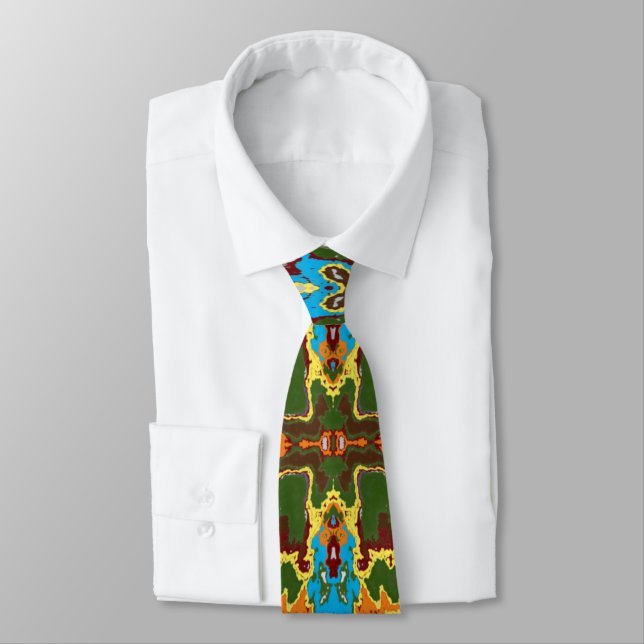 Satellite Radar Glitch Repeat Pattern  Neck Tie (Tied)