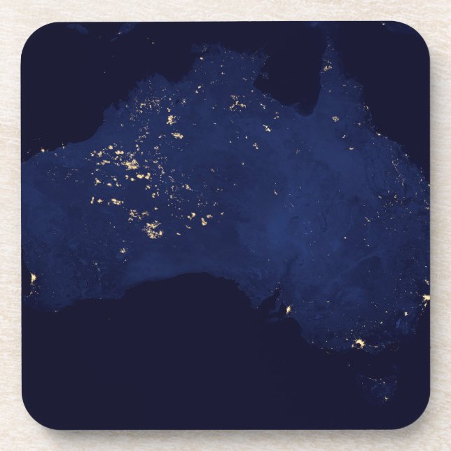 Satellite The Night Lights Of Australia. Coaster (Front)