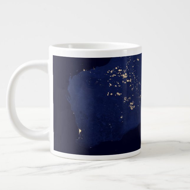 Satellite The Night Lights Of Australia. Large Coffee Mug (Left)