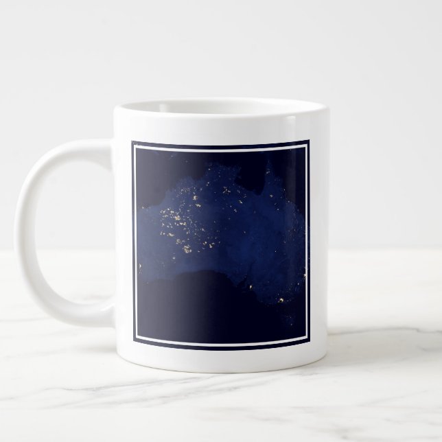 Satellite The Night Lights Of Australia. Large Coffee Mug (Left)