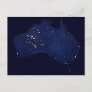 Satellite The Night Lights Of Australia. Postcard