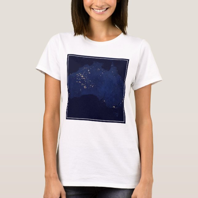 Satellite The Night Lights Of Australia. T-Shirt (Front)