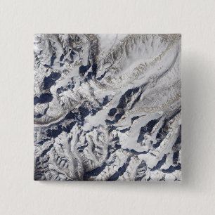 Satellite view of a Himalayan glacier 15 Cm Square Badge