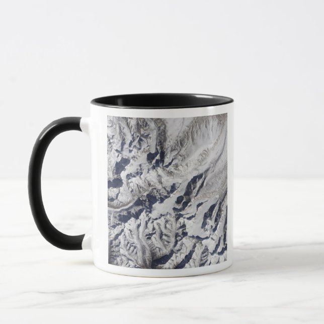 Satellite view of a Himalayan glacier Mug (Left)
