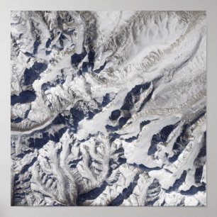 Satellite view of a Himalayan glacier Poster