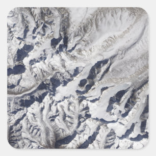 Satellite view of a Himalayan glacier Square Sticker