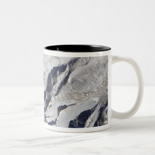 Satellite view of a Himalayan glacier Two-Tone Coffee Mug