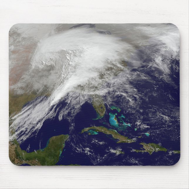 Satellite view of a massive winter storm mouse mat (Front)