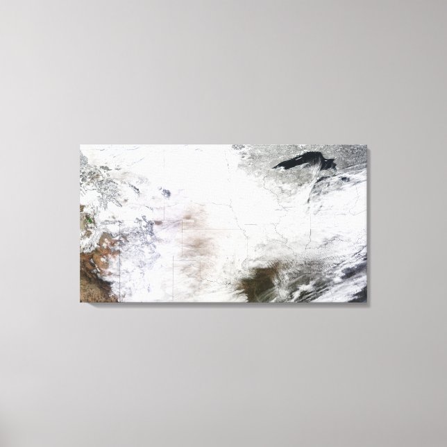 Satellite view of a massive winter storm over U Canvas Print (Front)