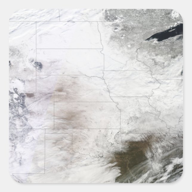 Satellite view of a massive winter storm over U Square Sticker (Front)