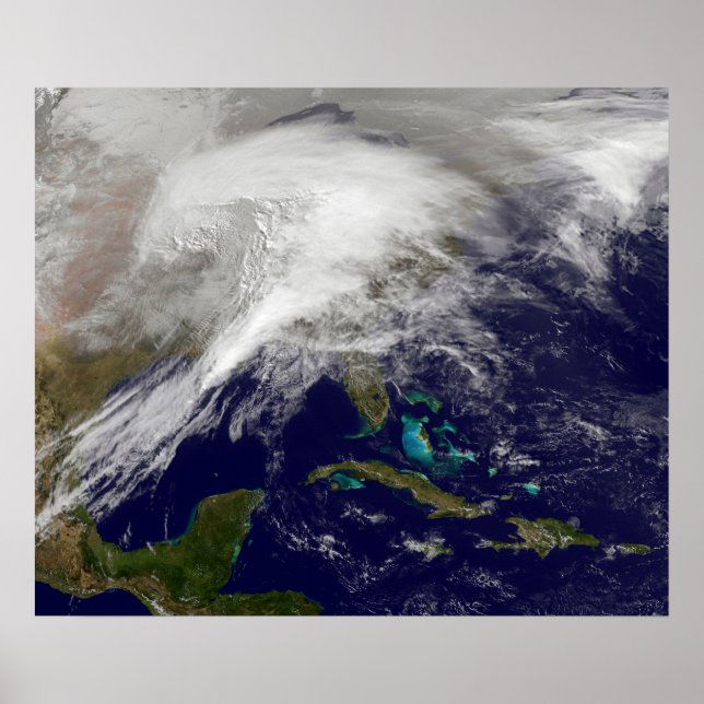 Satellite view of a massive winter storm poster (Front)