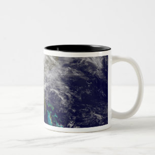 Satellite view of a massive winter storm Two-Tone coffee mug