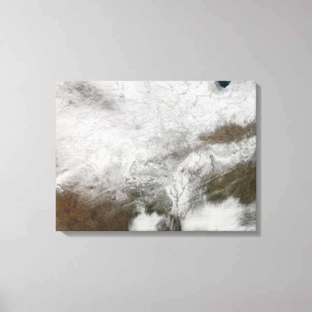 Satellite view of a severe winter storm canvas print (Front)