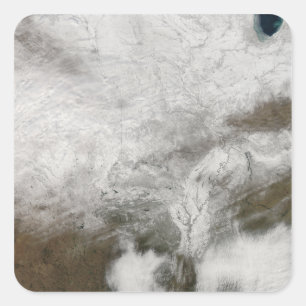 Satellite view of a severe winter storm square sticker