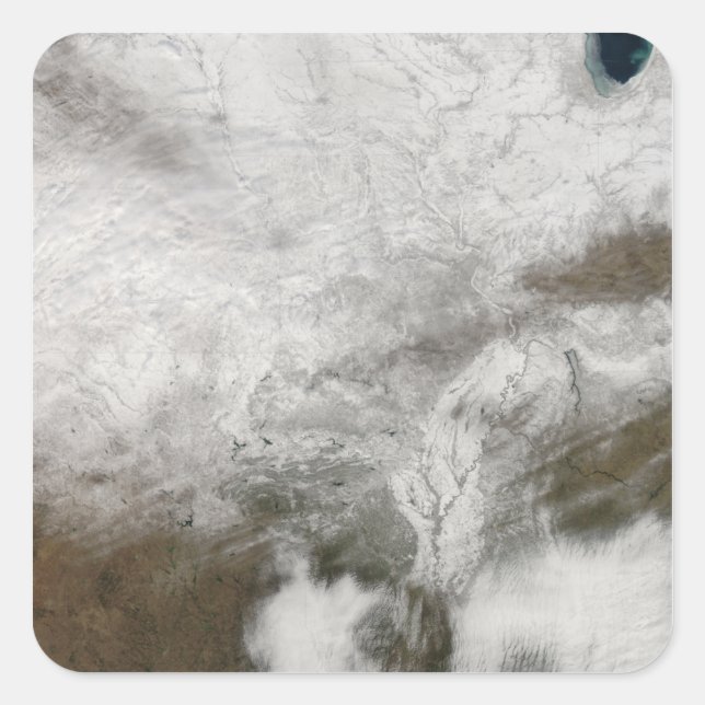 Satellite view of a severe winter storm square sticker (Front)
