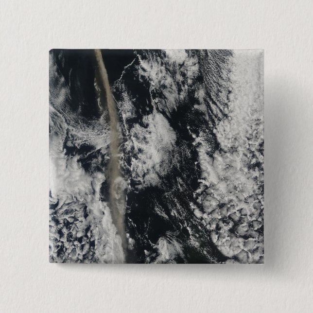 Satellite view of an ash plume 15 cm square badge (Front)