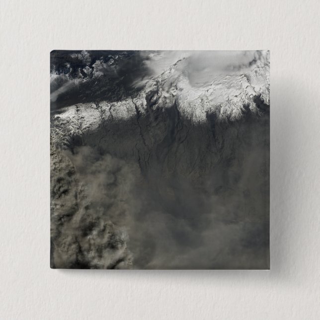 Satellite view of an ash plume 4 15 cm square badge (Front)