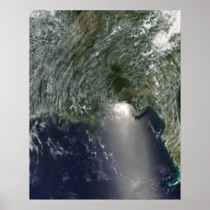 Satellite view of an oil spill poster