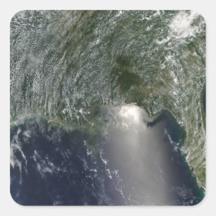 Satellite view of an oil spill square sticker