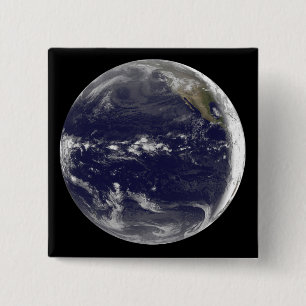 Satellite view of Earth 15 Cm Square Badge