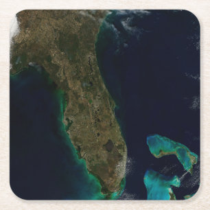 Satellite View Of Florida. Square Paper Coaster