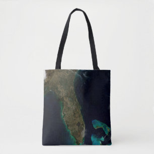Satellite View Of Florida. Tote Bag