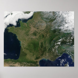 Satellite view of France Poster