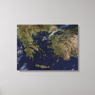 Satellite view of Greece and Turkey Canvas Print