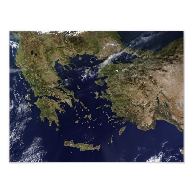 Satellite view of Greece and Turkey Photo Print (Front)