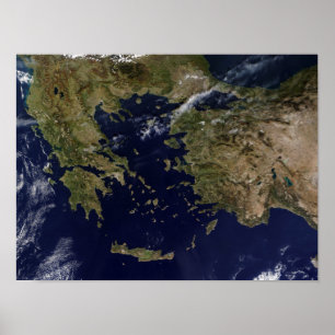 Satellite view of Greece and Turkey Poster