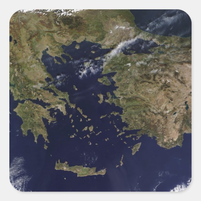 Satellite view of Greece and Turkey Square Sticker (Front)