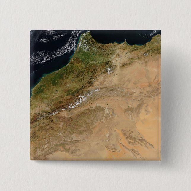 Satellite view of Morocco 15 Cm Square Badge (Front)