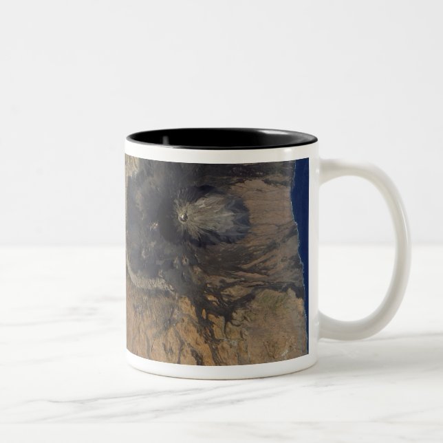 Satellite view of Mount Fogo Two-Tone Coffee Mug (Right)