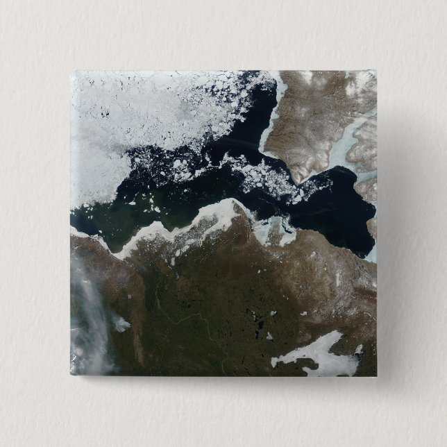 Satellite view of Northwest Canada 15 Cm Square Badge (Front)