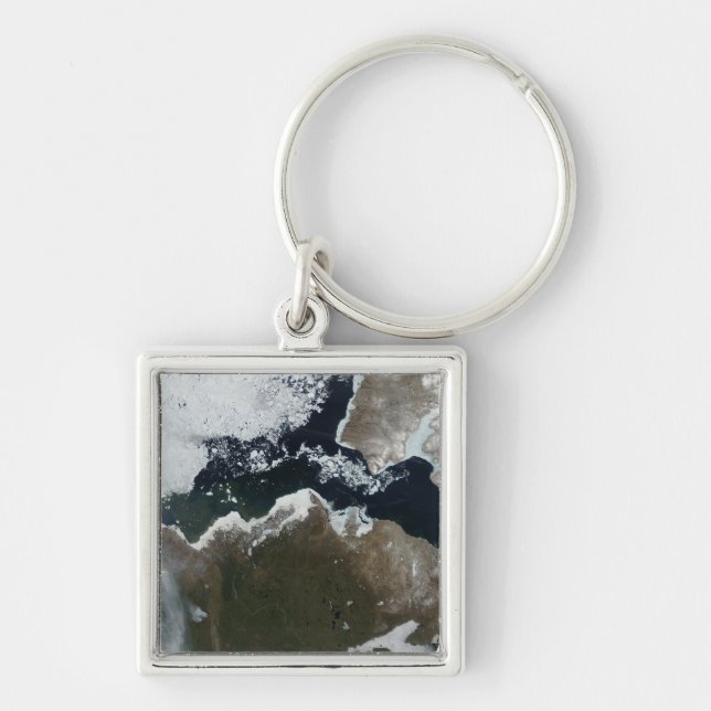 Satellite view of Northwest Canada Key Ring (Front)