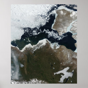 Satellite view of Northwest Canada Poster