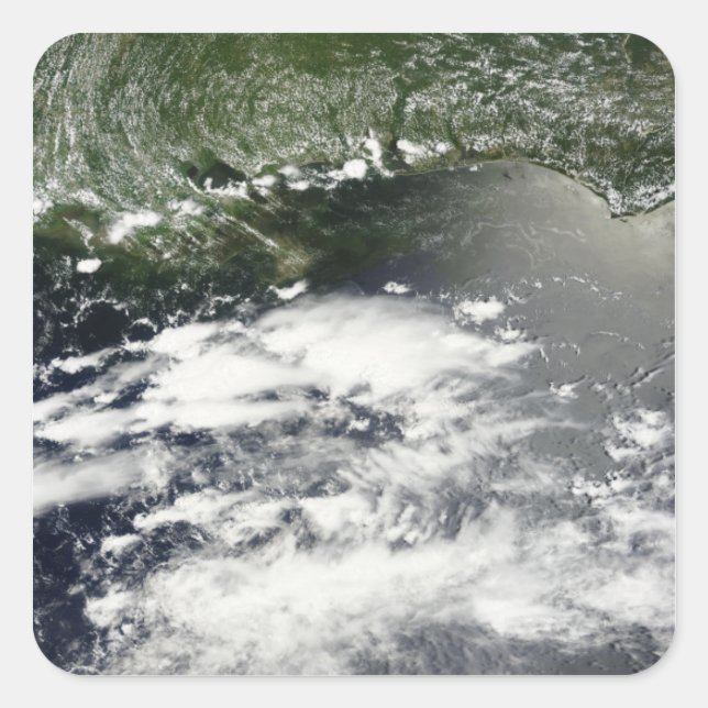 Satellite view of oil leaking 2 square sticker (Front)