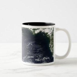Satellite view of oil leaking Two-Tone coffee mug
