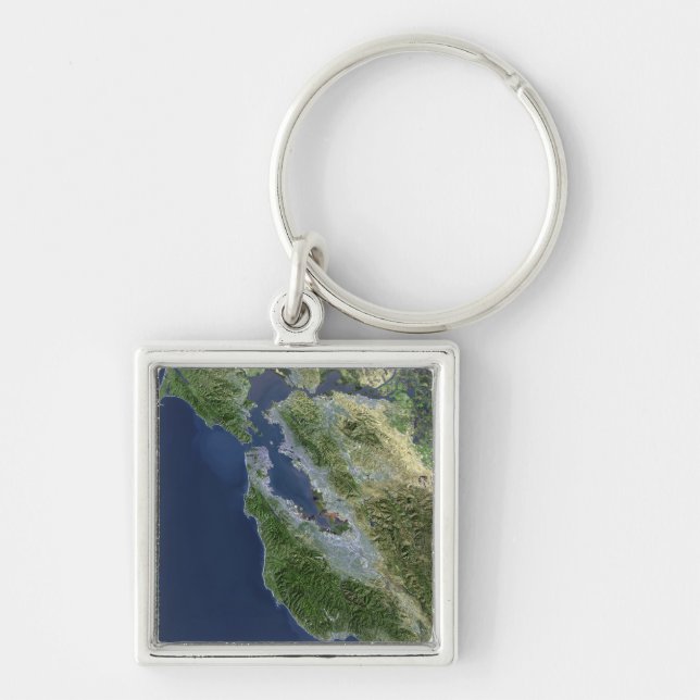 Satellite view of San Francisco, California Key Ring (Front)
