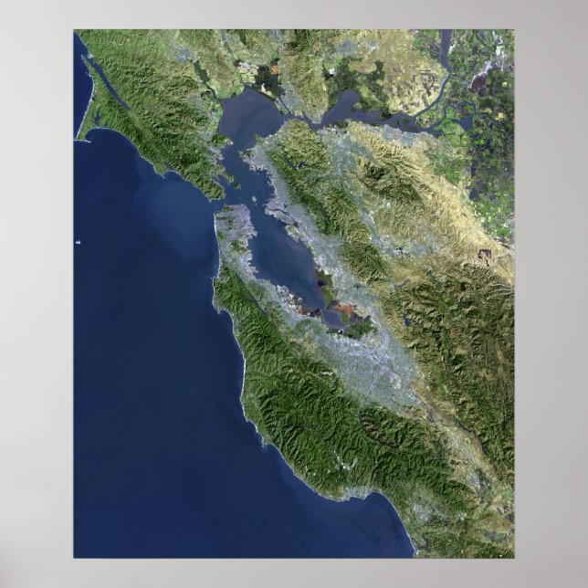 Satellite view of San Francisco, California Poster (Front)