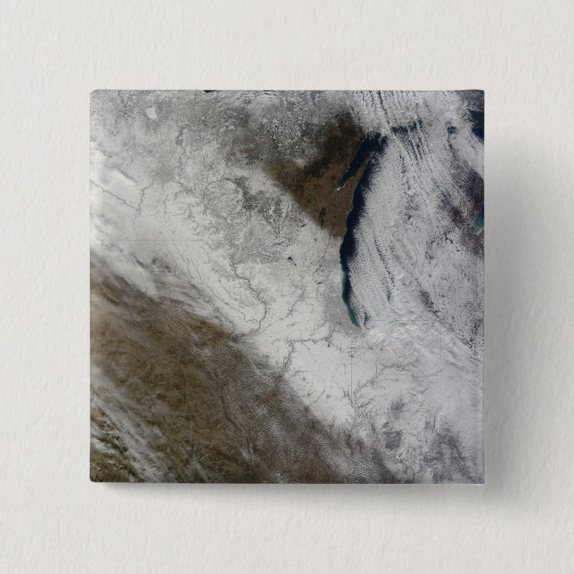 Satellite view of snow and cold 15 cm square badge (Front)