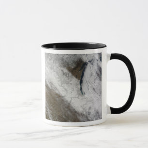 Satellite view of snow and cold mug